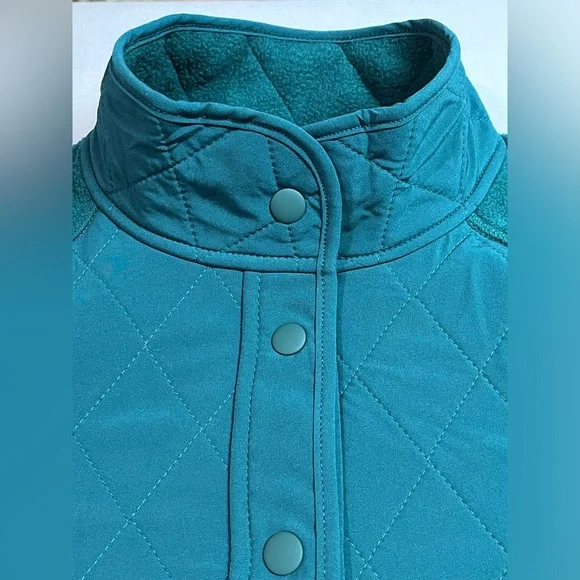NWT GapFit Quilted Hybrid Fleece Snap-Front Jacket - Dark Teal - - Picture 5 of 6
